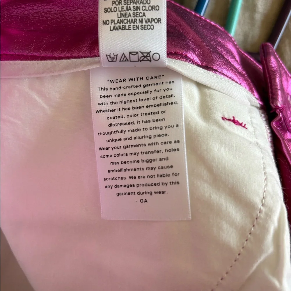 Good American Metallic Pink Good Icon Faux Leather Pants Size 28 - Picture 15 of 16